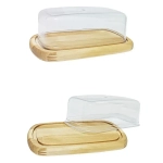 Масленка - сырница деревянная с пластиковой крышкой для слив. масла и сыра, Береза