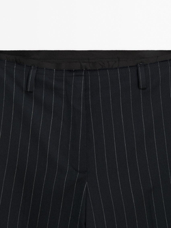 Massimo Dutti Брюки из смесовой шерсти в тонкую полоску, темно-синий