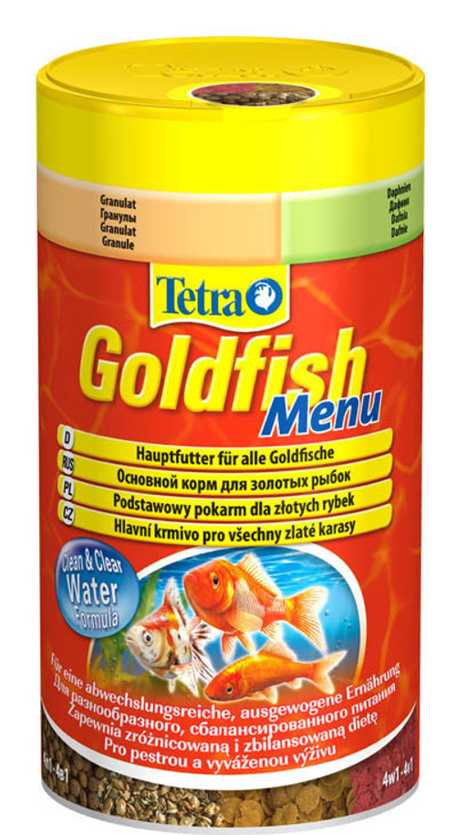 Корм для рыб TetraGoldfish menu, корм для золотых рыбок 4 вида, 250мл.
