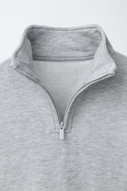 ZARA ТОЛСТОВКА С НАШИВКОЙ, СЕРЫЙ МЕЛАНЖ