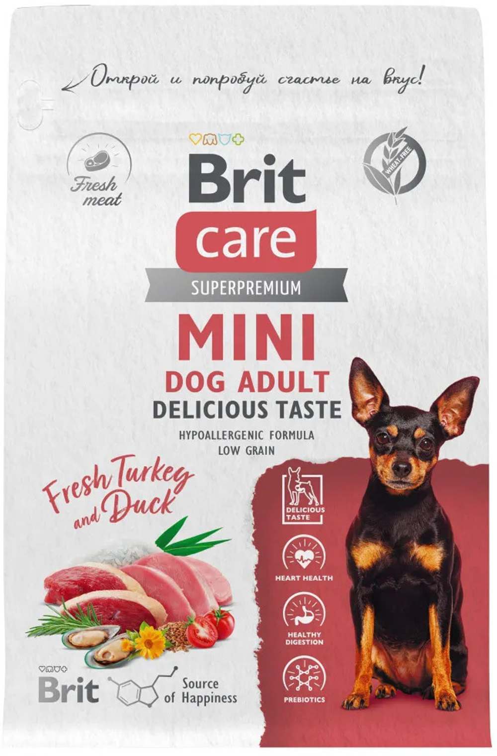 Корм сухой Brit Care Delicious Taste д/взрос.собак мин.пород с индейкой и уткой, 400 г