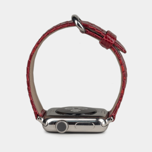 Ремешок для Apple Watch 40/41/42 mm из кожи ящерицы, красного цвета
