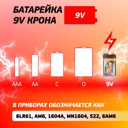 Батарейки Трофи 6LR61-1BL ENERGY POWER Alkaline