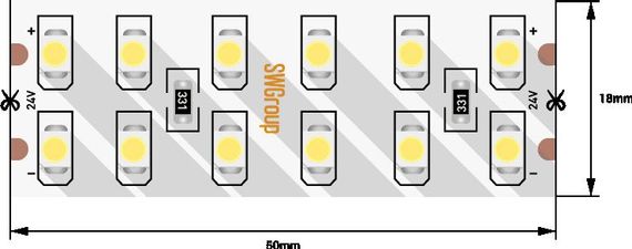 Светодиодная лента SWG 19,2W/m 240Led/m 3528SMD холодный белый 5M SWG3240-24-19.2-W-М 009249