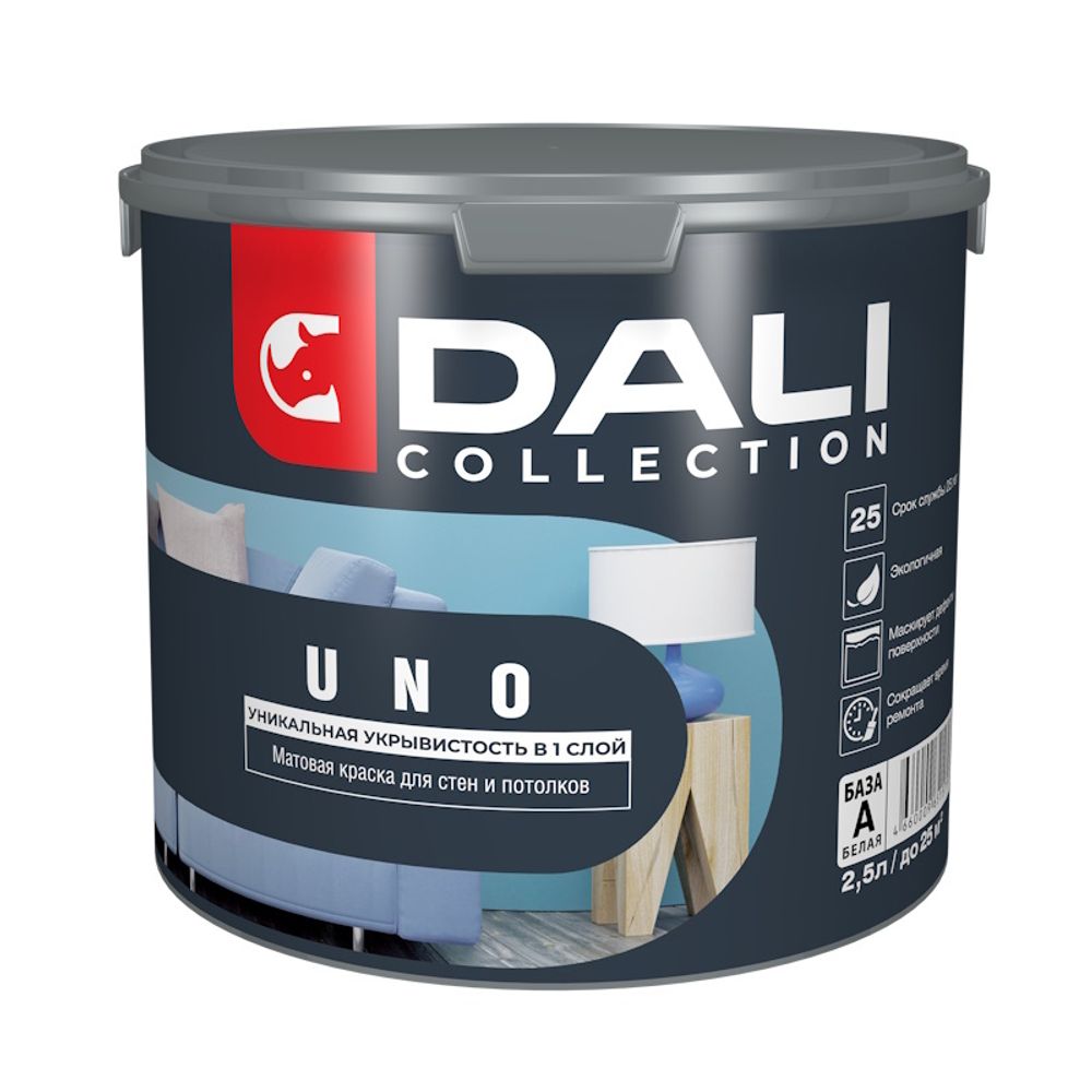 В/д DALI COLLECTION д/стен и потолков UNO укрывистая  База С  белая 2,5л  (Рогнеда)