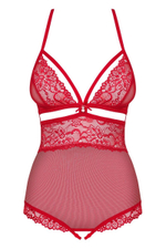 Изящное кружевное боди с интимным доступом (Размер: S-M) (Цвет: черный)