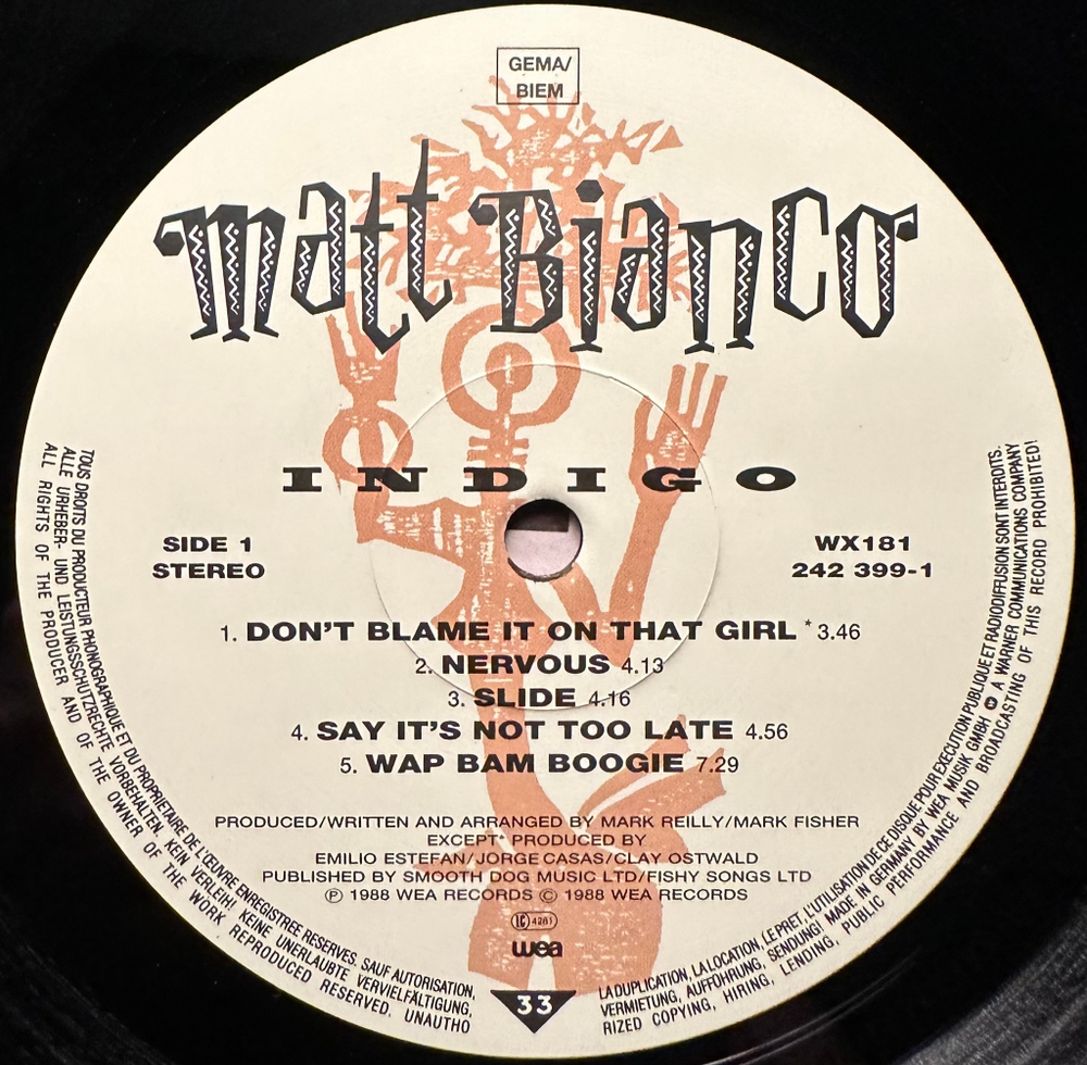 Matt Bianco - Indigo (Германия 1988г.)