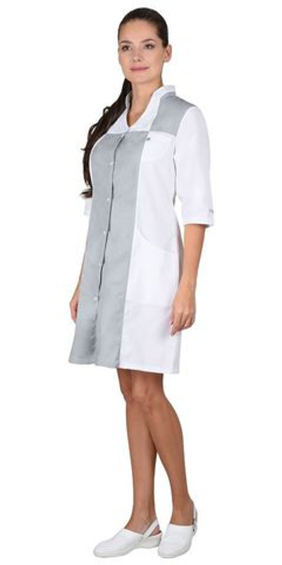 Халат женский белый с серым