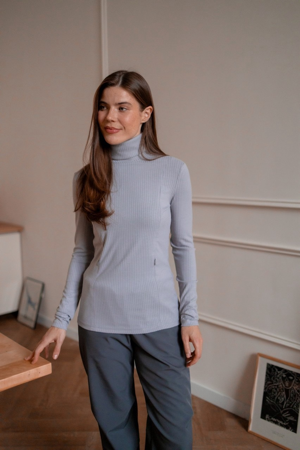 Водолазка для кормящих мам, Серый