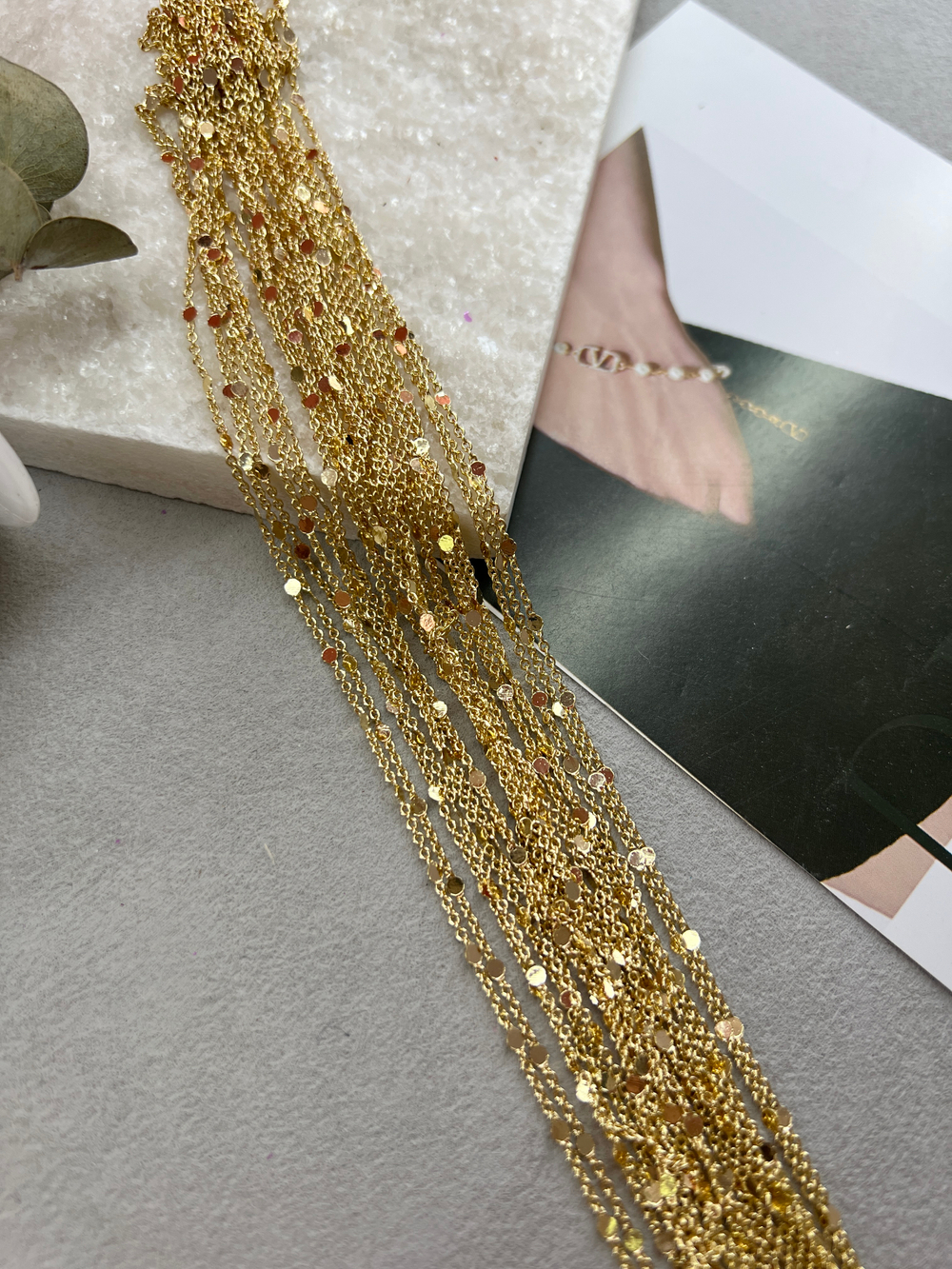 Цепочка «Точка» позолота 14k , звено 3-1 мм, 2 метра