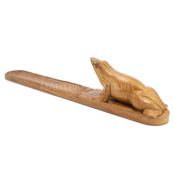 Подставка под благовония Лыжа с Лягушкой из ценных пород дерева тик 5 x 31 см