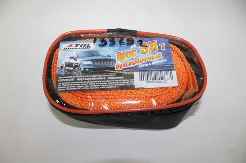 Трос буксир. (3,5 т) лента 2 крюка /4,5 м/ усилен. в сумке (A-TOL)