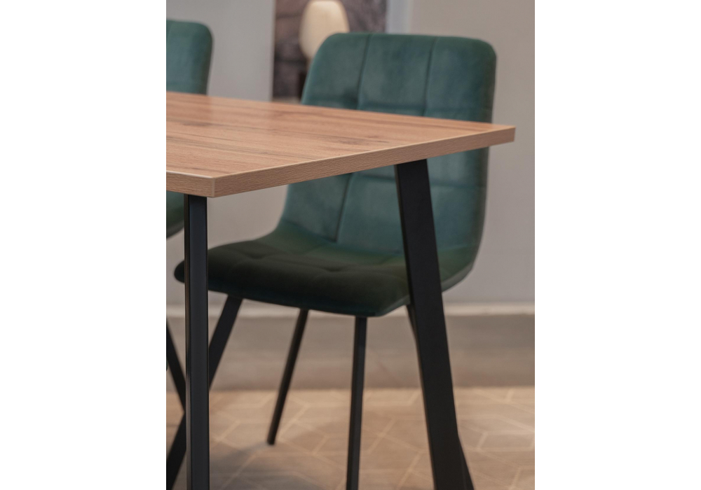 Стол деревянный Woodville Тринити Лофт 120 25 мм дуб делано темный, черный матовый, ножки черные