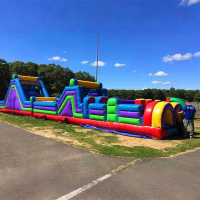 Надувная полоса препятствий для бизнеса «Радужный Драйв», 24×3×4 м