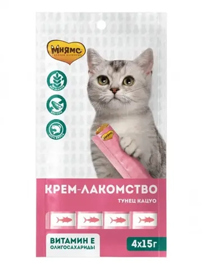 Крем-лакомство мнямс для кошек с тунцом кацуо - 60 г