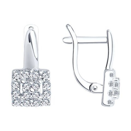 Серьги из серебра с фианитами