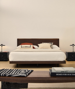 Кровать Norlen из орехового шпона с темной отделкой LED 180 x 200 см