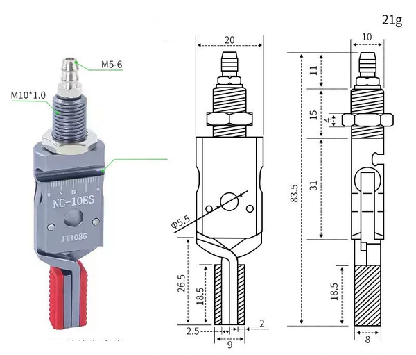 Mini-nc-10es [internal support range: 10-26mm] external teeth come with sensor line