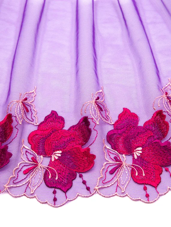 05-145 ОПТ Вышивка на неэл. сетке 21 см, фуксия (правая)