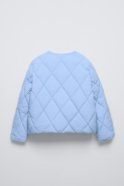 ZARA СТЕГАНАЯ КУРТКА С КАРМАНАМИ, СИНИЙ