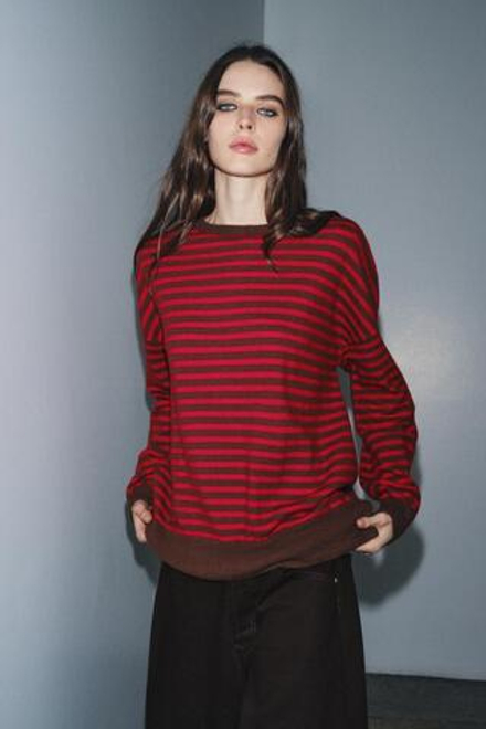 ZARA СВИТЕР ИЗ 100% ШЕРСТИ В ПОЛОСКУ, ПОЛОСКИ