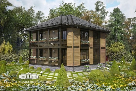 Проект двухэтажного дома "Пикабия" 186 кв.м. с верандой и балконом