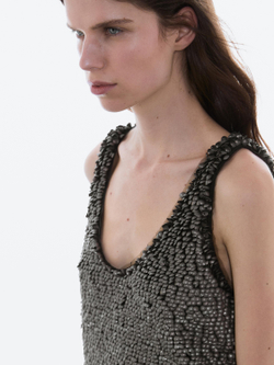 Massimo Dutti Топ с бретелями и бисером, серый