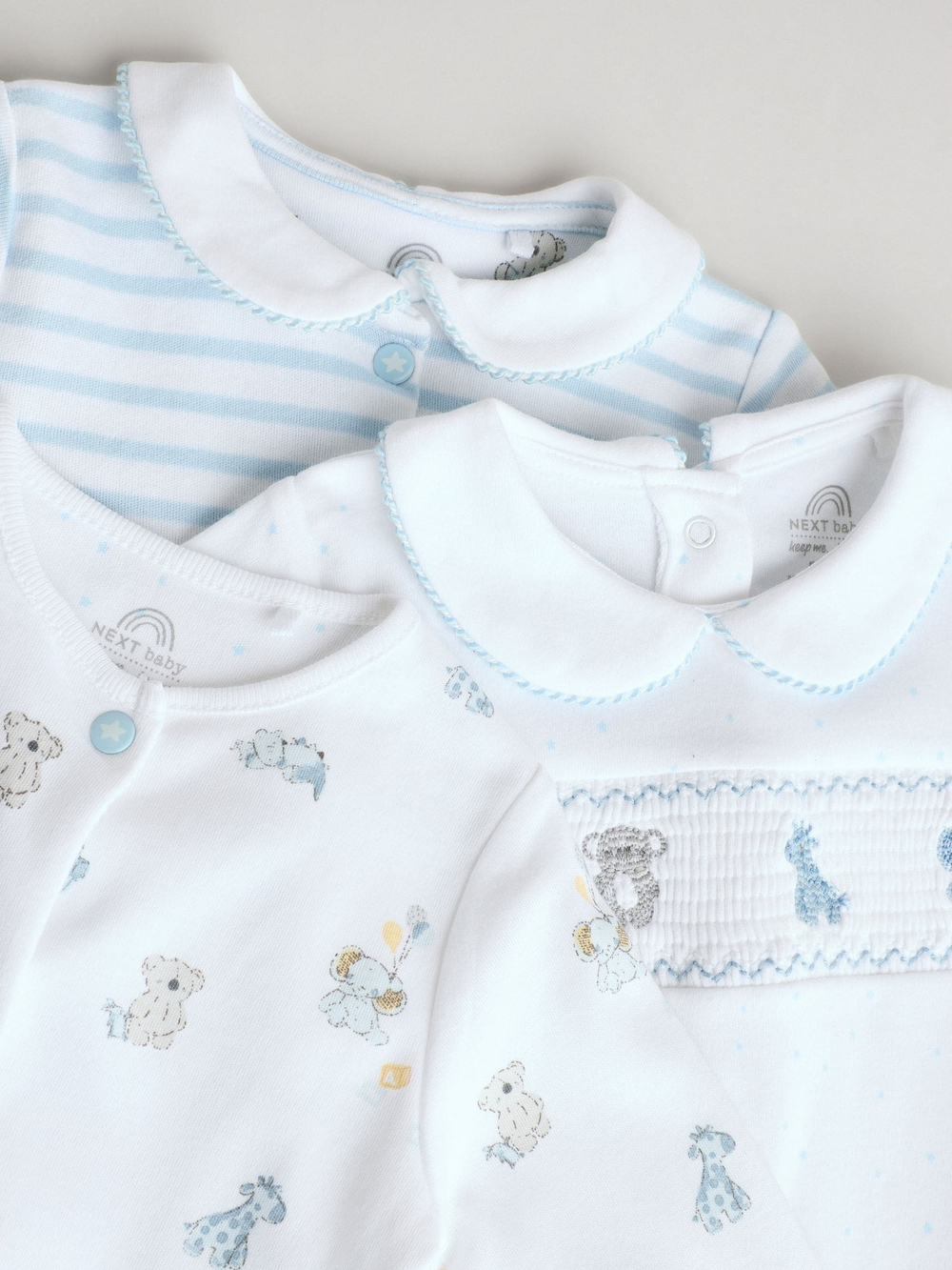 Комбинезон / Cлип для малышей Next E19-565, 3 шт., Белый, Голубой