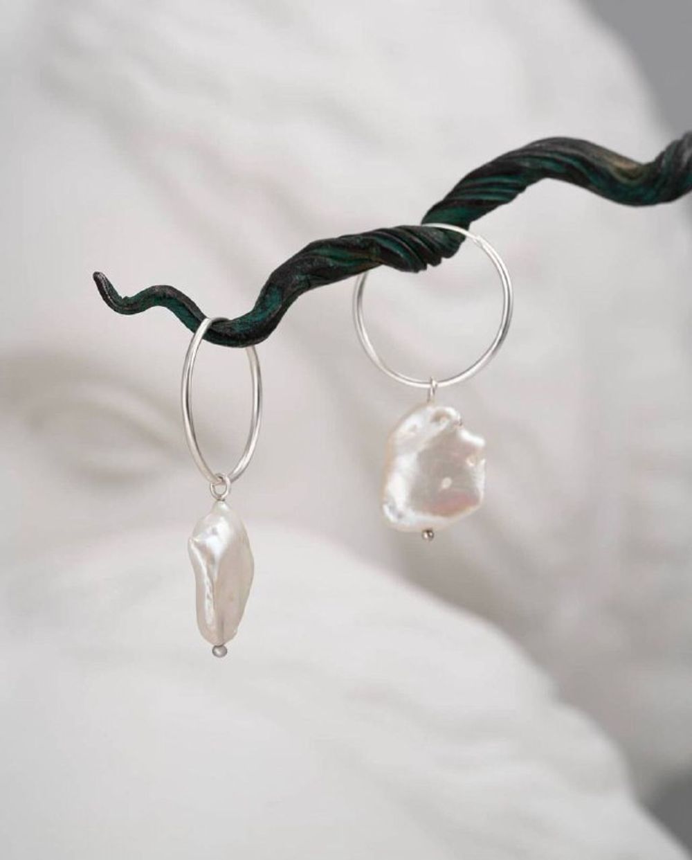 Серьги конго с большим жемчугом