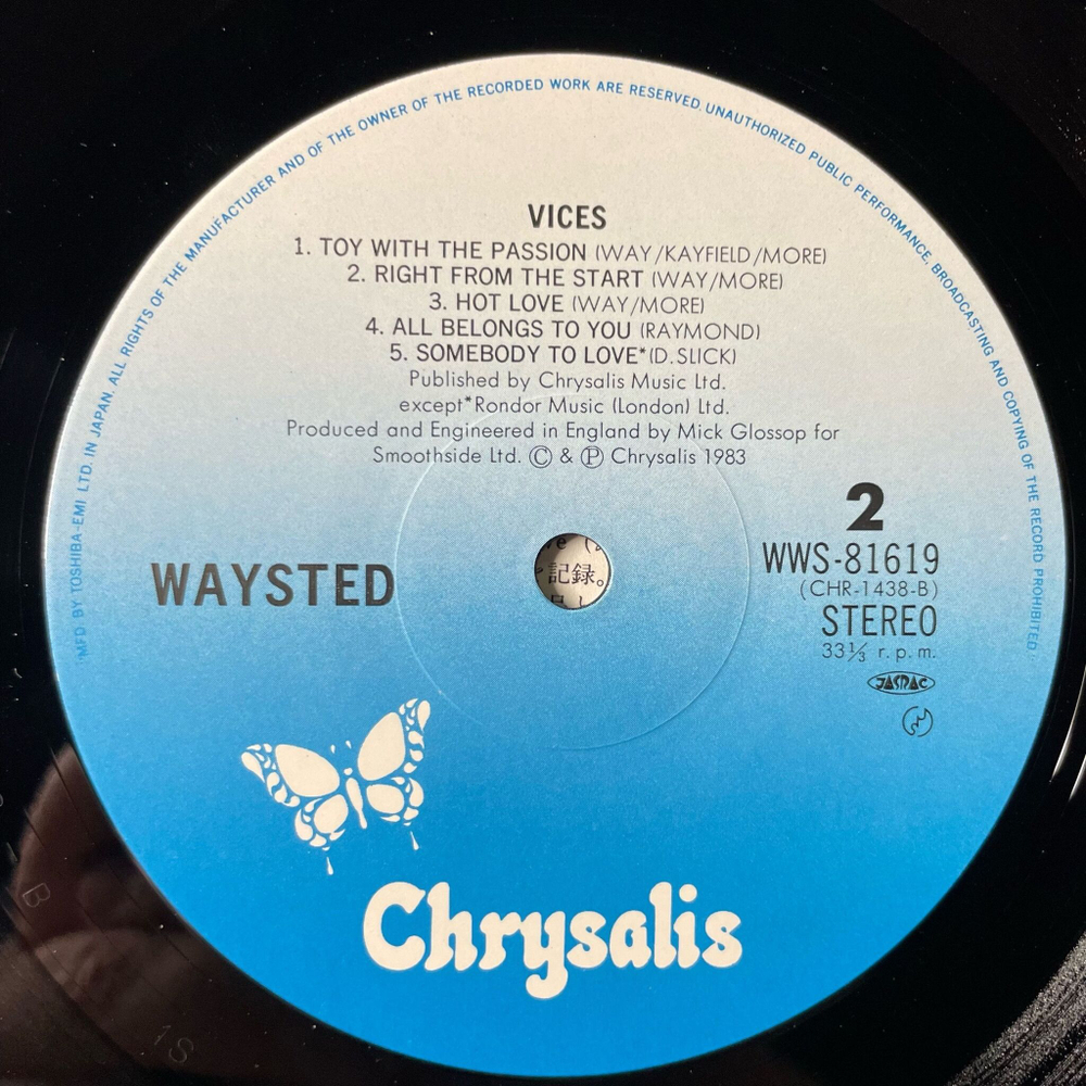 Винтажная виниловая пластинка LP Waysted Vices (Japan 1983) (Obi)