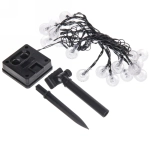 Гирлянда для улицы «Роса» 3м, 20 ламп LED чёрный провод, 2 реж, IP-55, Теплый белый (солнечная батарея).