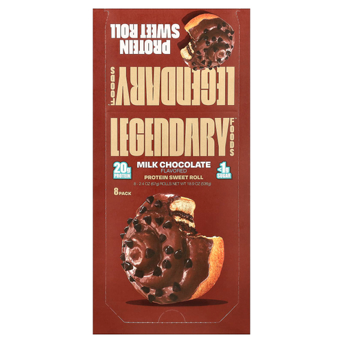 Legendary Foods, протеиновая булочка, молочный шоколад, 8 шт. по 67 г (2,4 унции)