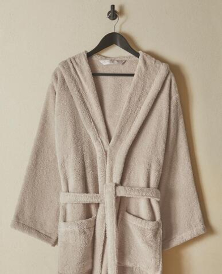 ZARA HOME ХЛОПКОВЫЙ ХАЛАТ С КАПЮШОНОМ, ПЕСОЧНЫЙ