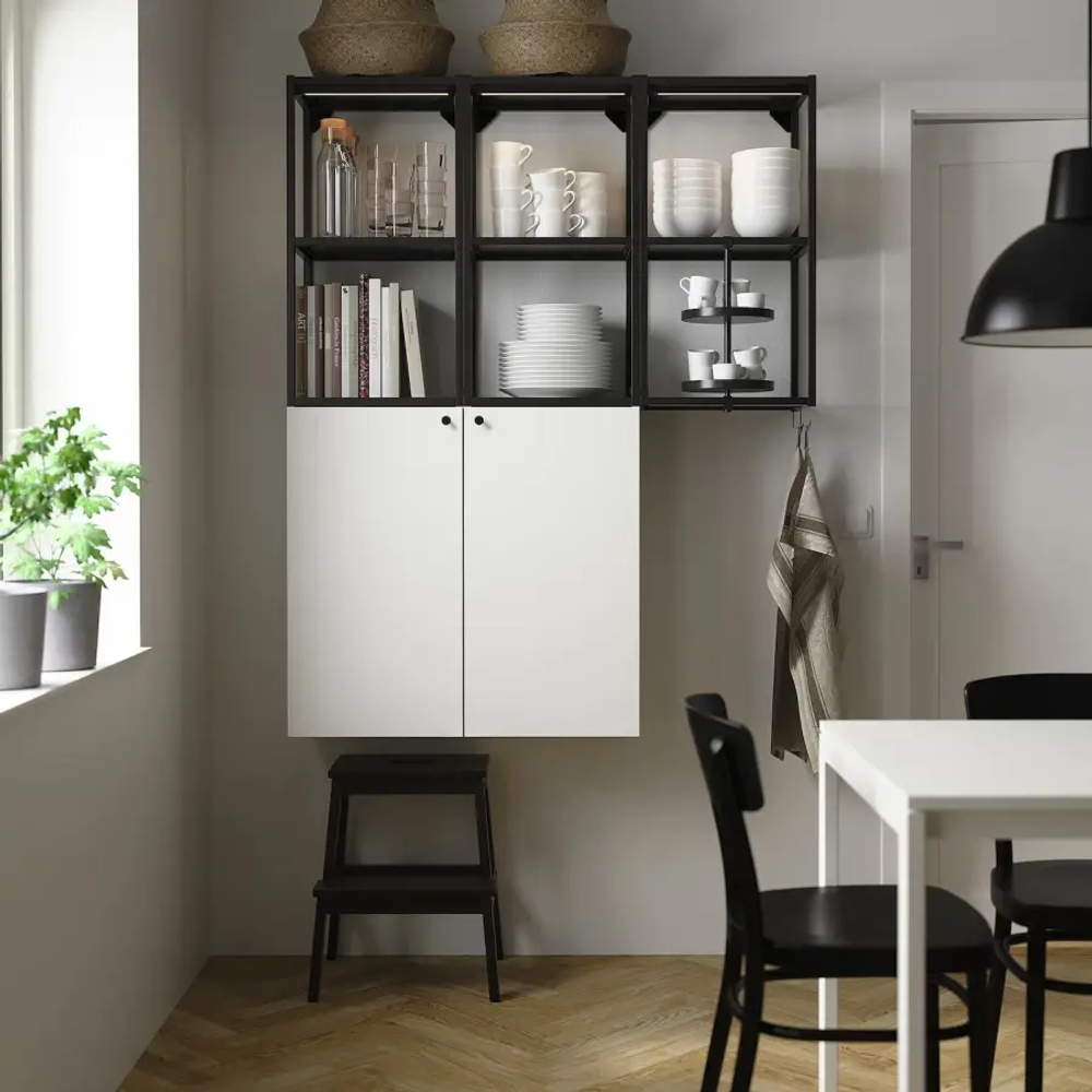 Комбинация для ванной - IKEA ENHET,  120x32x150 см, белый/антрацит, ЭНХЕТ ИКЕА