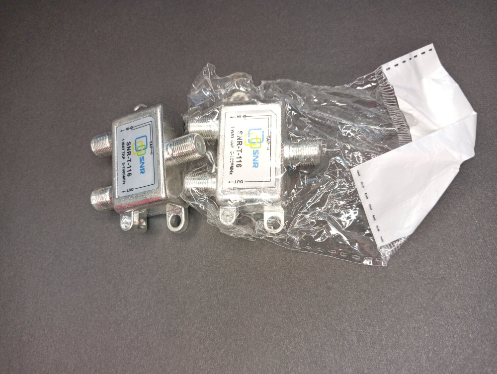 Ответвитель абонентский SNR-T-116 на 1 отвод, вносимое затухание IN-TAP 16dB.