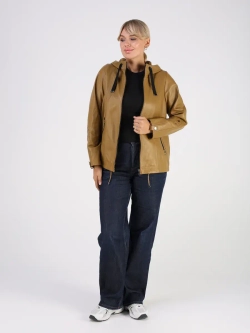 Кожаная куртка демисезонная с капюшоном