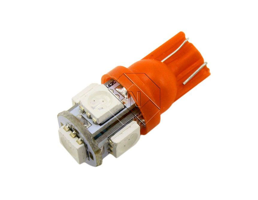 Светодиодная лампа T10-5 SMD5050 (W5W) RED (красная), 1шт