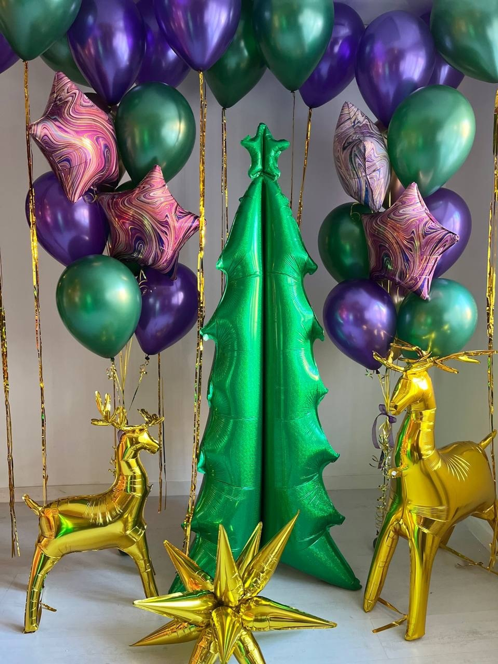 Набор воздушных шаров. шары на новый год, олень, ёлка №2135