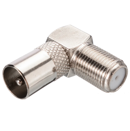 Разъем угловой F-мама на ТВ-папа, цинк