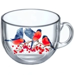 Кружка стеклянная 500мл «Снегири» D1858/24