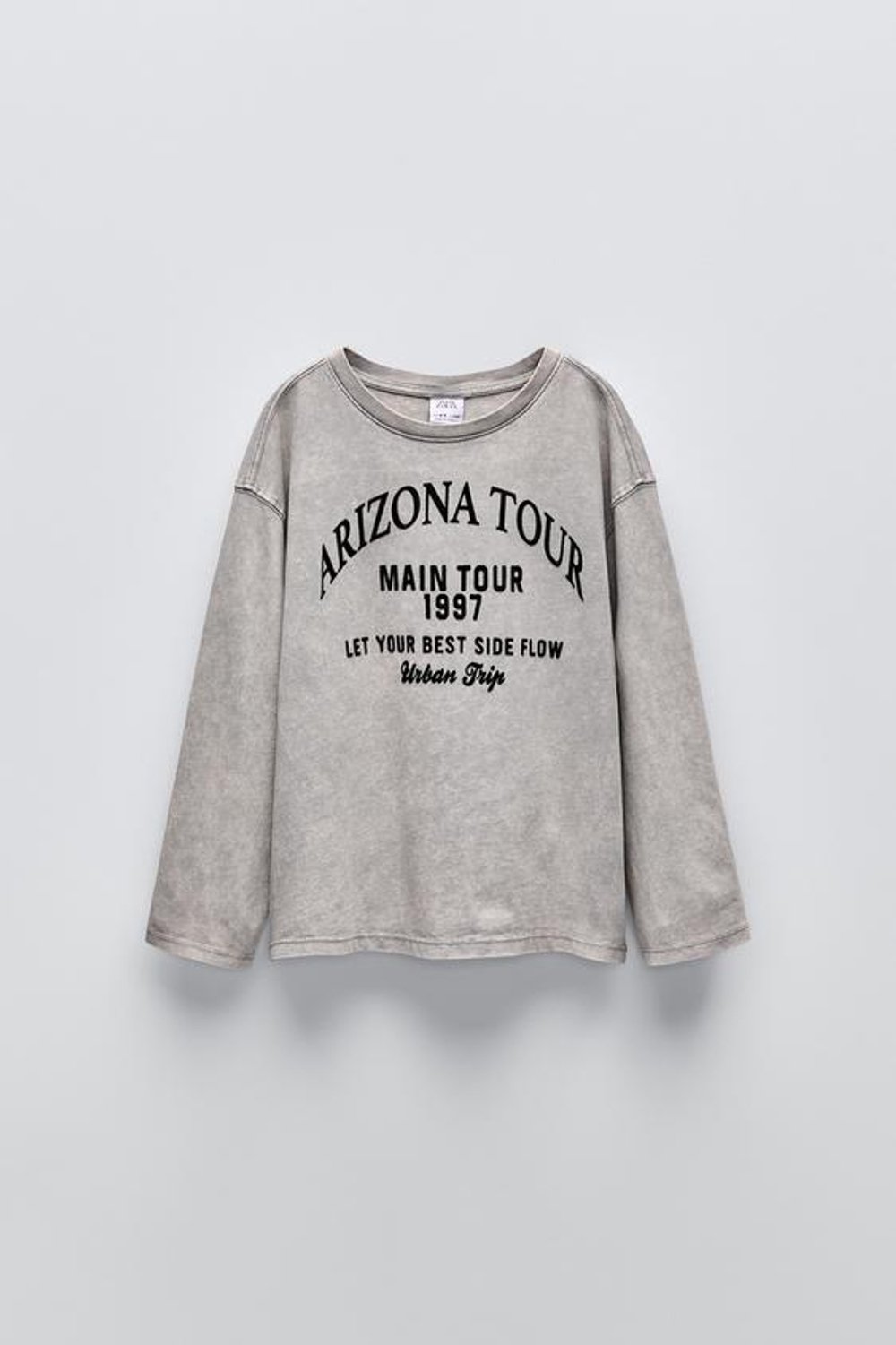 ZARA ЛОНГСЛИВ С РЕЛЬЕФНОЙ НАДПИСЬЮ, АНТРАЦИТОВО-СЕРЫЙ