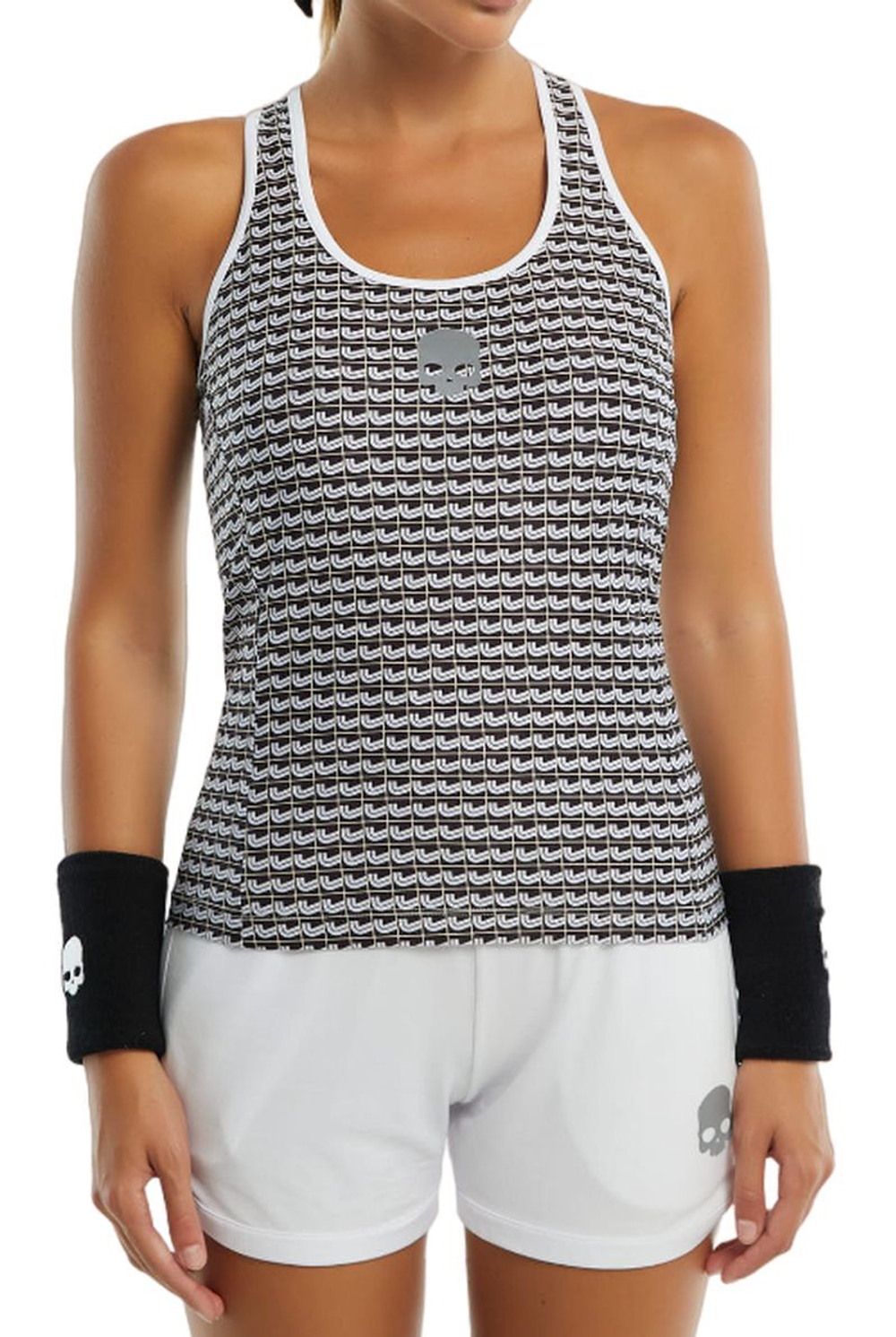 Топ теннисный Hydrogen Pipe All Over Tech Tank Top - white/black