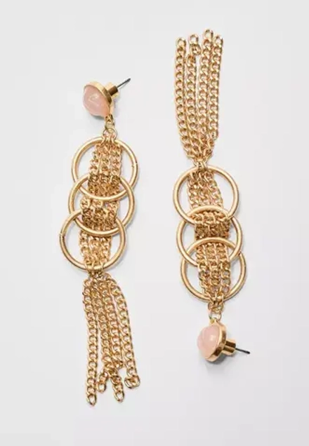 STRADIVARIUS Каскадные серьги-цепочки, розовый