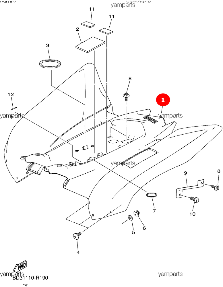 Крыло заднее YFM90R