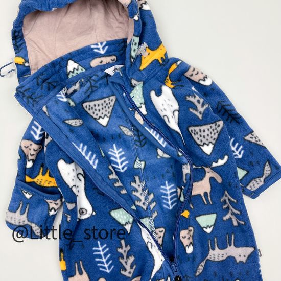 Комбинезон флисовый "Звери в лесу" Ультрамарин
