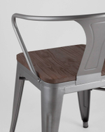 Стул TOLIX ARM WOOD с подлокотниками серебристый