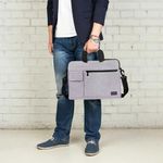 Сумка портфель HEIKKI NOVATION (ХЕЙКИ) с отделением для ноутбука 13-14", багажная лента, серая, 28х38х3 см, 272592