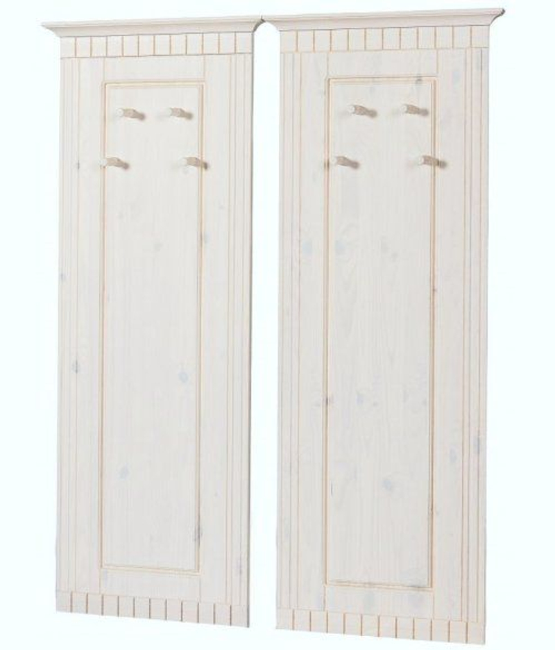 Вешалка настенная, 47х125, Неаполь, для одежды, в прихожую, из массива дерева, белый, 2 шт., Dipriz