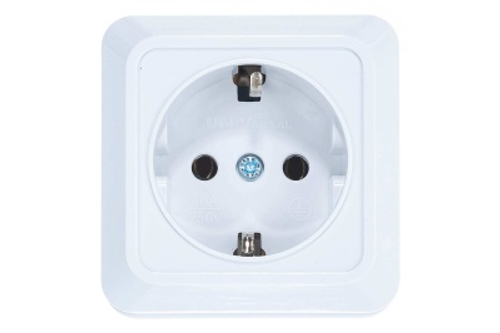 Розетка с/з бел. Олимп ОП (керамика), 16А, 220В О0028 (5/10/200)