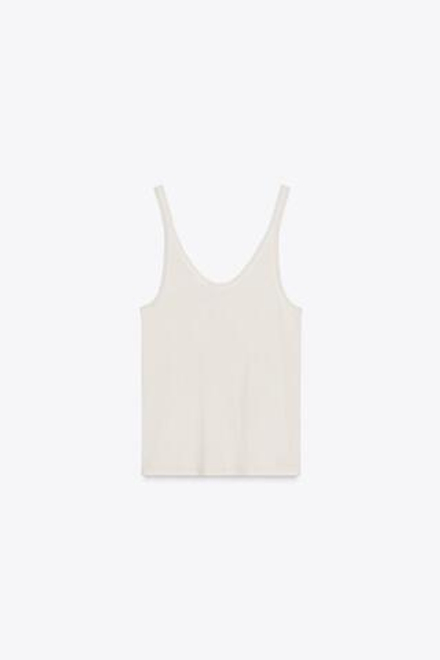 ZARA КОМБИНИРОВАННАЯ ФУТБОЛКА, ВАНИЛЬНЫЙ